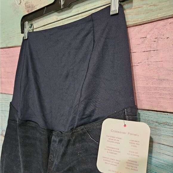 Women's Crossover Panel Maternity Bermuda Jean Shorts Size 2 - Picture 4 of 4